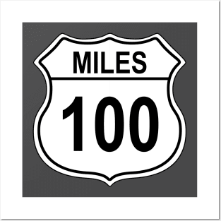 100 Mile US Highway Sign Posters and Art